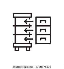 Modular furniture icon. Adaptable design and efficient assembly, representing sectional units, flat-pack systems, reconfigurable cabinetry, interchangeable components, and modern space optimization.