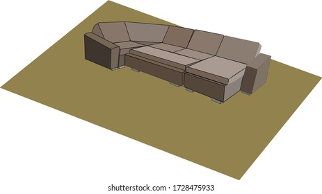 modular gray sofa with many pillows.