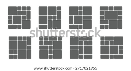 Modular Grid Layout Icons  Bento Style Interface Elements. Editable Bento Layout Blocks for Dashboard and Portfolio Design on Background. EPS 10.