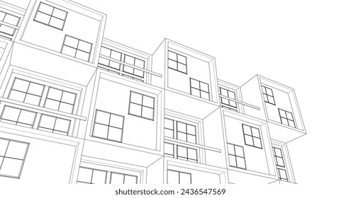 modular house concept 3d illustration