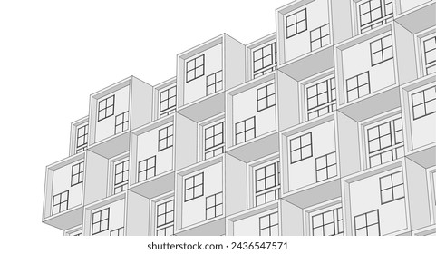 modular house concept 3d illustration