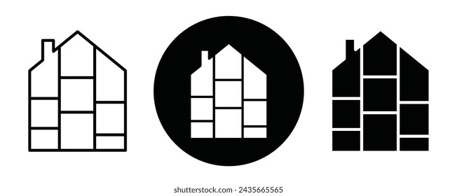 Modular house icon line art vector