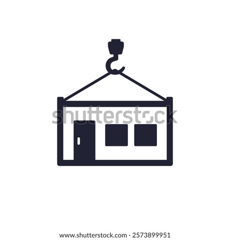 modular house icon on white, prefabricated building vector