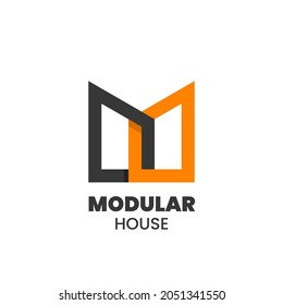 Modular house logo template. Stock vector illustration.