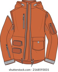 Modular Jacket for Men and Boys Winter Wear Vector Illustration