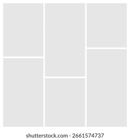 Modular Masonry Grid in Square Artboard, 3 Unequal Columns for Flexible Content Arrangement