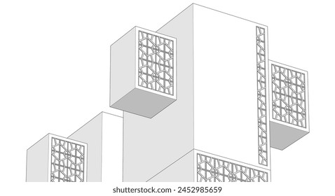 modular modern architecture 3d illustration