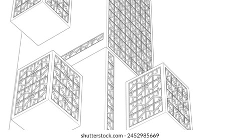 modular modern architecture 3d illustration