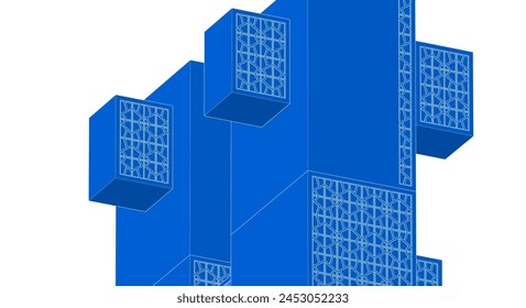 arquitectura moderna modular ilustración 3d