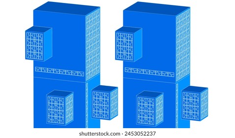 modular modern architecture 3d illustration