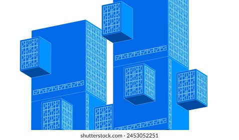 Modulare moderne Architektur 3D-Illustration