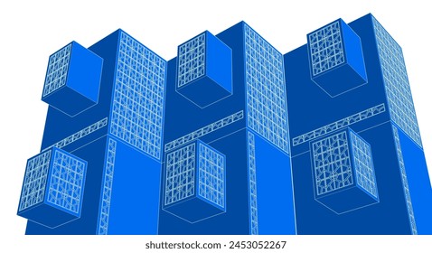 modular modern architecture 3d illustration
