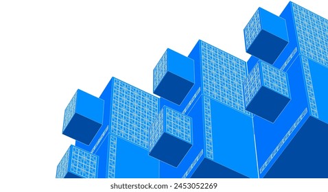 modular modern architecture 3d illustration