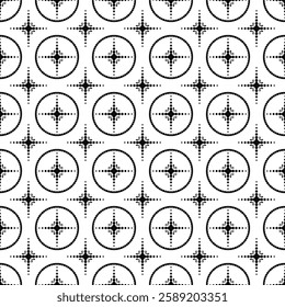 Modular pattern with simple shapes. Texture black and white.