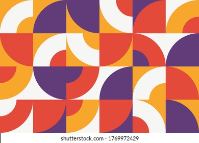 Formas primitivas modulares bauhaus memphis mosaico. Fondo geométrico mínimo retro vector frío en paleta de color limitado