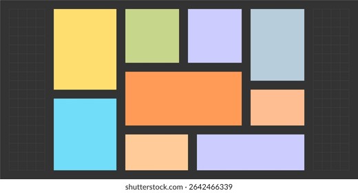Modular shapes and bento grid, vector illustration template.