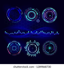 Modular sights for futuristic GUI - web interface elements.
Elements Hud. Vector illustration Head display elements for info graphic elements.