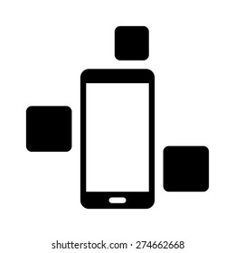 Modular smart phone with different modules flat vector icon for apps and websites