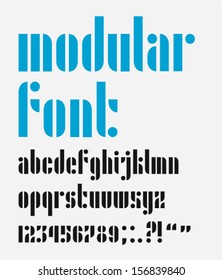 Modular stencil font, letters, numbers and punctuation