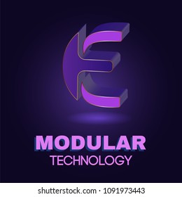 Modular technology logo design - capital E