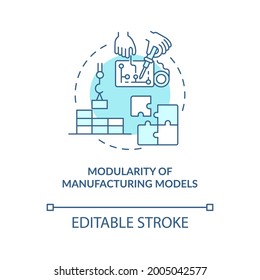 Modularity of manufacturing models concept icon. Technology characteristics. Customization of products abstract idea thin line illustration. Vector isolated outline color drawing. Editable stroke