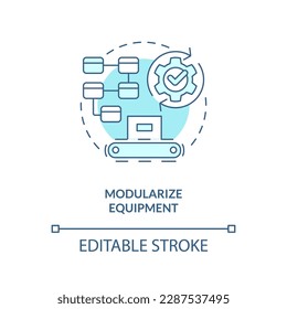 Modularize equipment turquoise concept icon. Interchangeable components abstract idea thin line illustration. Isolated outline drawing. Editable stroke. Arial, Myriad Pro-Bold fonts used