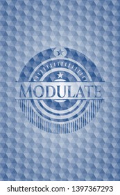Modulate blue emblem or badge with abstract geometric polygonal pattern background. Vector Illustration. Detailed.