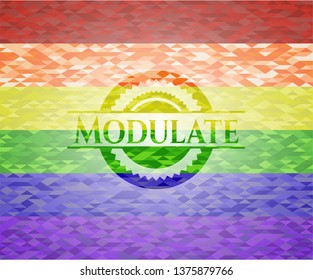 Modulate on mosaic background with the colors of the LGBT flag