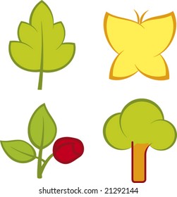 Modulated nature icons. CMYK mode. Global colors. Easy color changes.