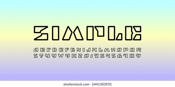 Module alphabet holiday font made of geometric simple lines, letters and numerals, vector illustration 10EPS