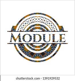 Module arabic style emblem. Arabesque decoration.