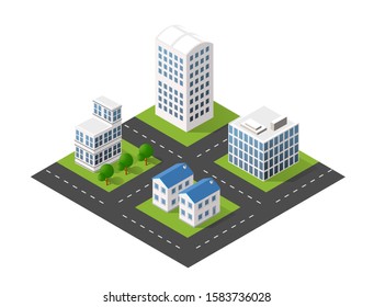Module block city urban cityscape of building set elements street landscape architecture illustration