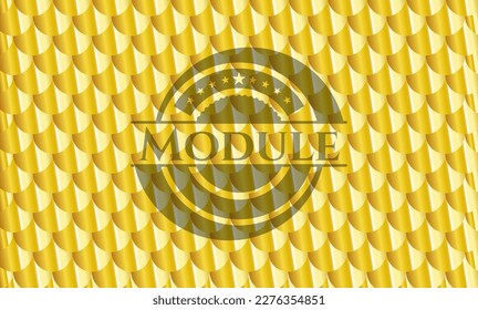 Module gold emblem. Scales pattern. Vector Illustration. Detailed. 