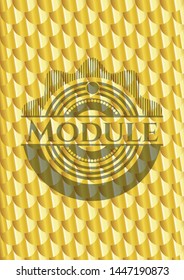 Module golden emblem or badge. Scales pattern. Vector Illustration. Detailed.