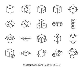 Module icon set. It included unit, block, api, product and more icons. Editable Vector Stroke.