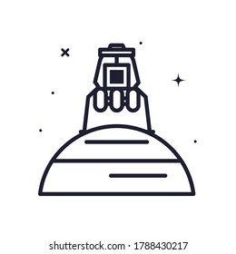 module on planet line style icon of Space futuristic cosmos and universe theme Vector illustration