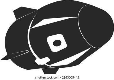The module of the space capsule for launch. A flat icon of a rocket in space. Vector image isolated on a white background.