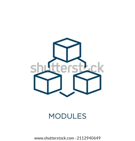 modules icon. Thin linear modules outline icon isolated on white background. Line vector modules sign, symbol for web and mobile