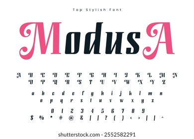 Modusa Stylish alphabet display vector font and Beautiful luxury Font