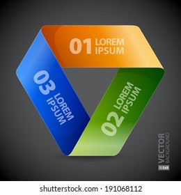 Moebius origami colorful paper triangle on grey background. RGB EPS 10 vector illustration