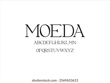 Moeda font for logo and headline. Isolated vector typeset