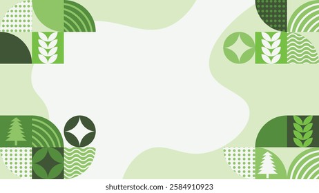 Moerdn Geometric Background. Green Background With Environmental Theme. Minimalist Green Background With Plant Concept