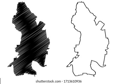 Moers City (Federal Republic of Germany, North Rhine-Westphalia) map vector illustration, scribble sketch City of Moers map