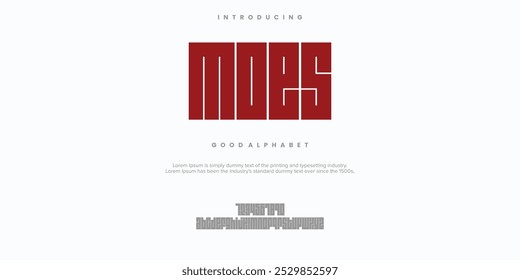 Moes modern abstract digital alphabet font. Minimal technology typography, Creative urban sport fashion futuristic font and with numbers. vector illustration