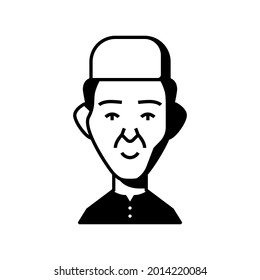 Moeslem Typ Profil Bild menschlichen Avatar. Cartoon-Charakter in Nahaufnahme. Gesichtsporträt-Illustration. Avatar für junge und erwachsene Menschen.