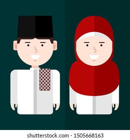 moeslim couple flat vector illustration