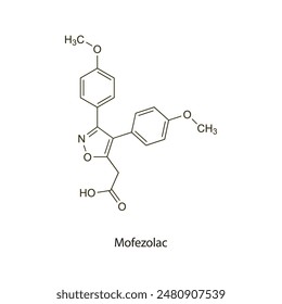Mofezolac flat skeletal molecular structure NSAID drug used in Pain treatment. Vector illustration scientific diagram.