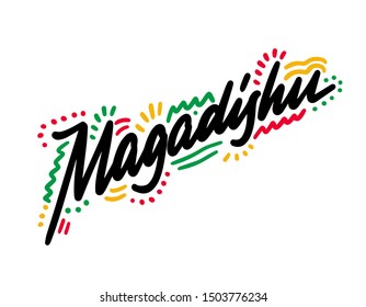Mogadishu Creative Text Handwritten Design Vector Illustration.