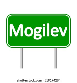 Mogilev road sign isolated on white background.