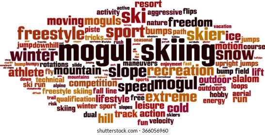 Mogul skiing word cloud concept. Vector illustration